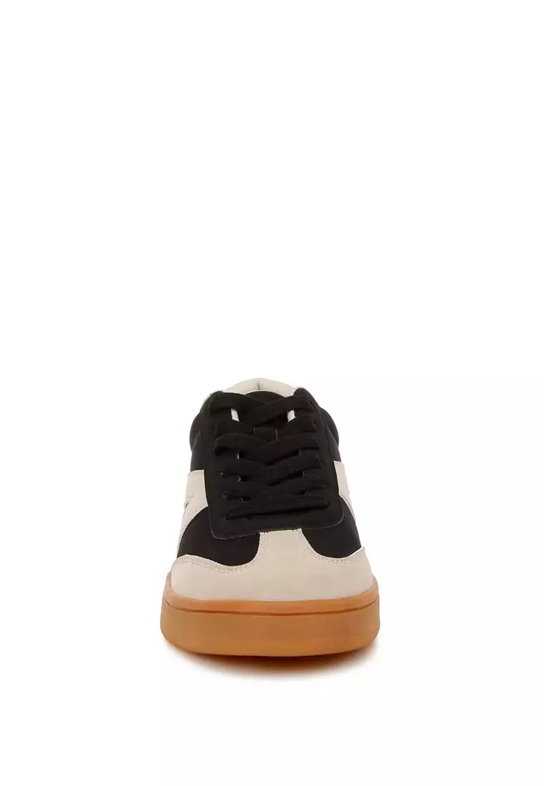 Contrasting Patchwork Chunky Sneakers in Black