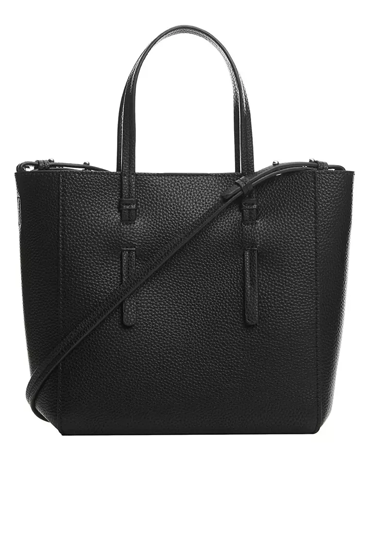 Mango black solid handbag hot sale