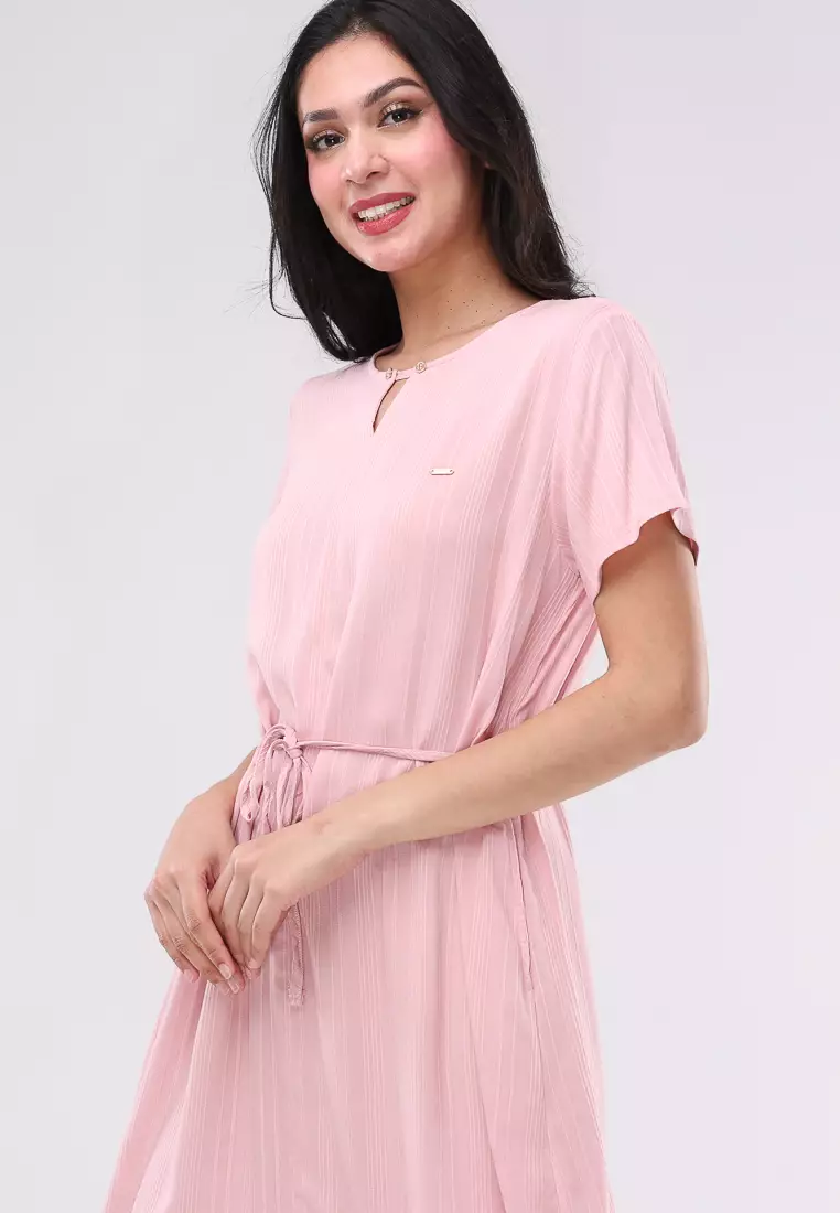 Woven Textured Short Sleeve Dress