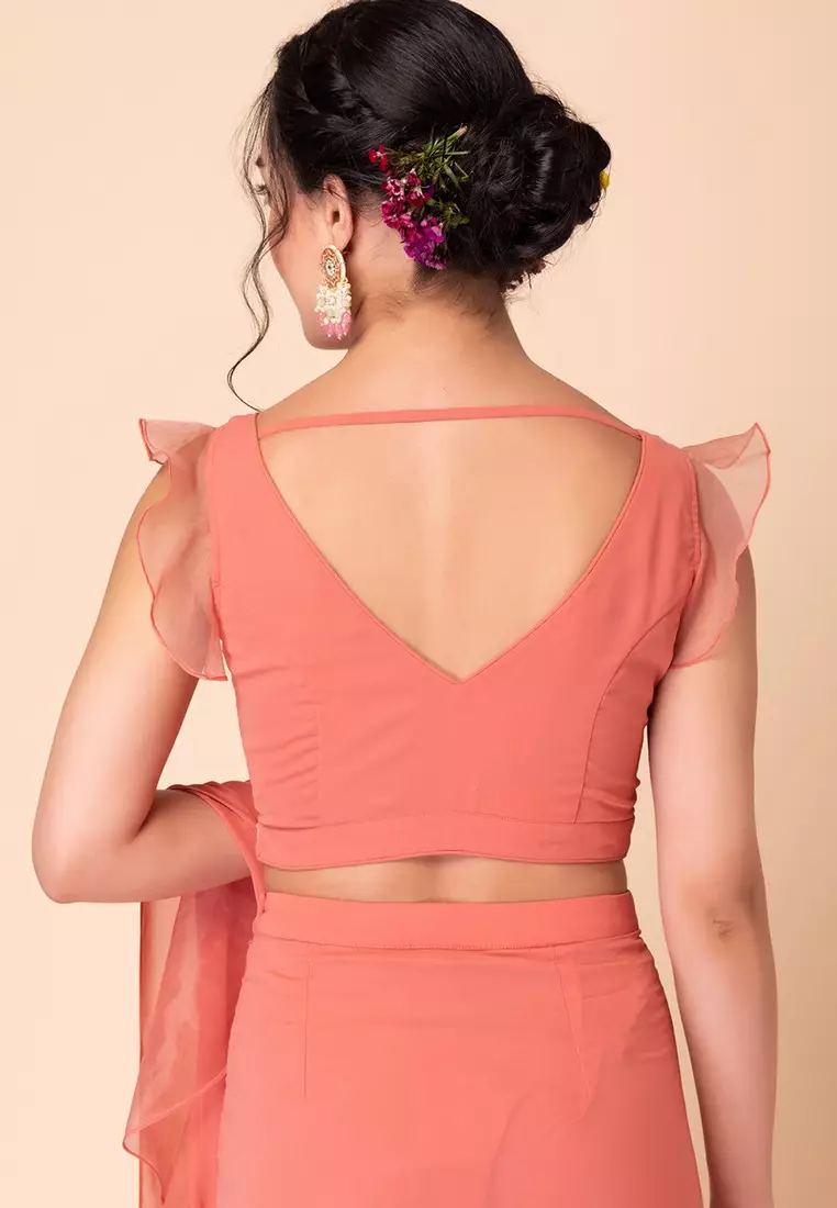 Pink Embroidered Ruffle Sleeve Top main image 0