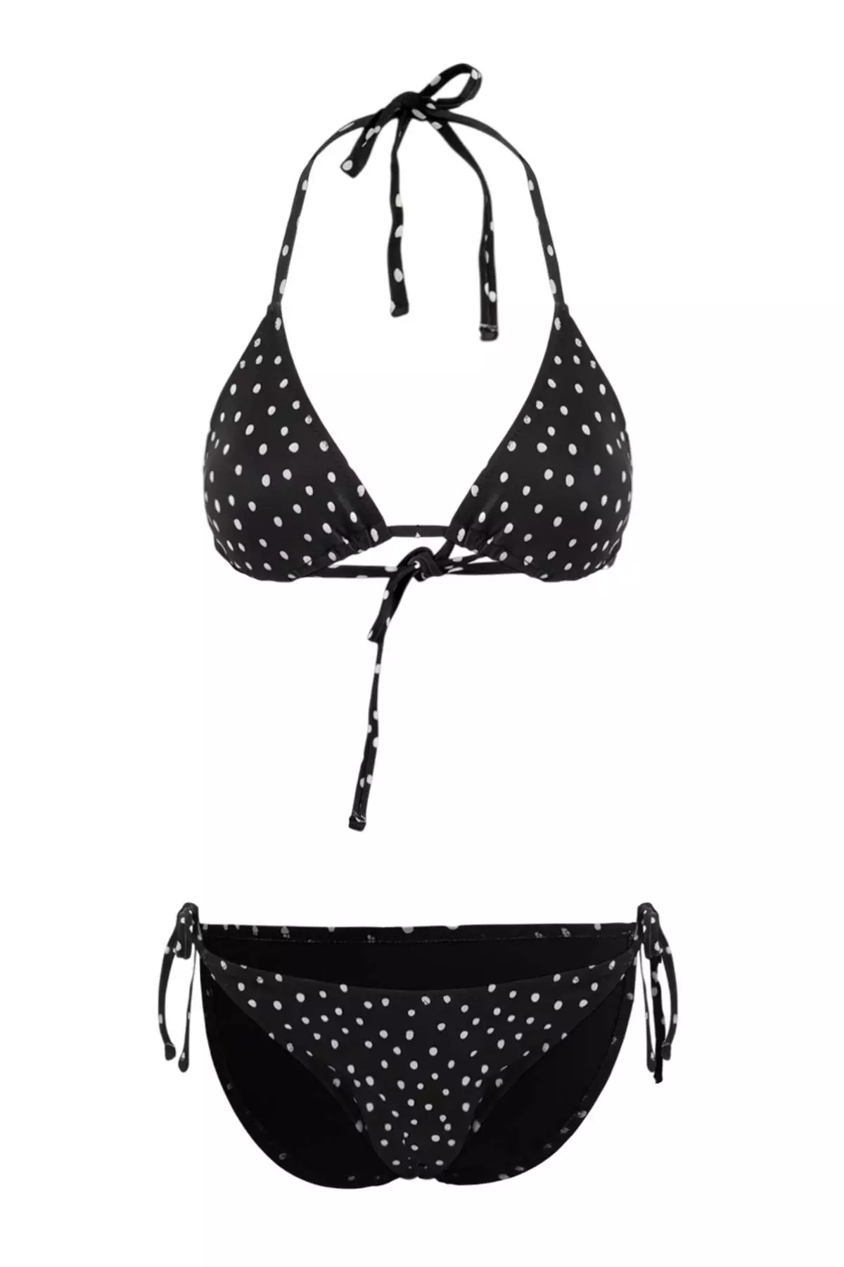 Polka Dot Triangle Covered Normal Waist Regular Bikini Set Tbess23Bt5