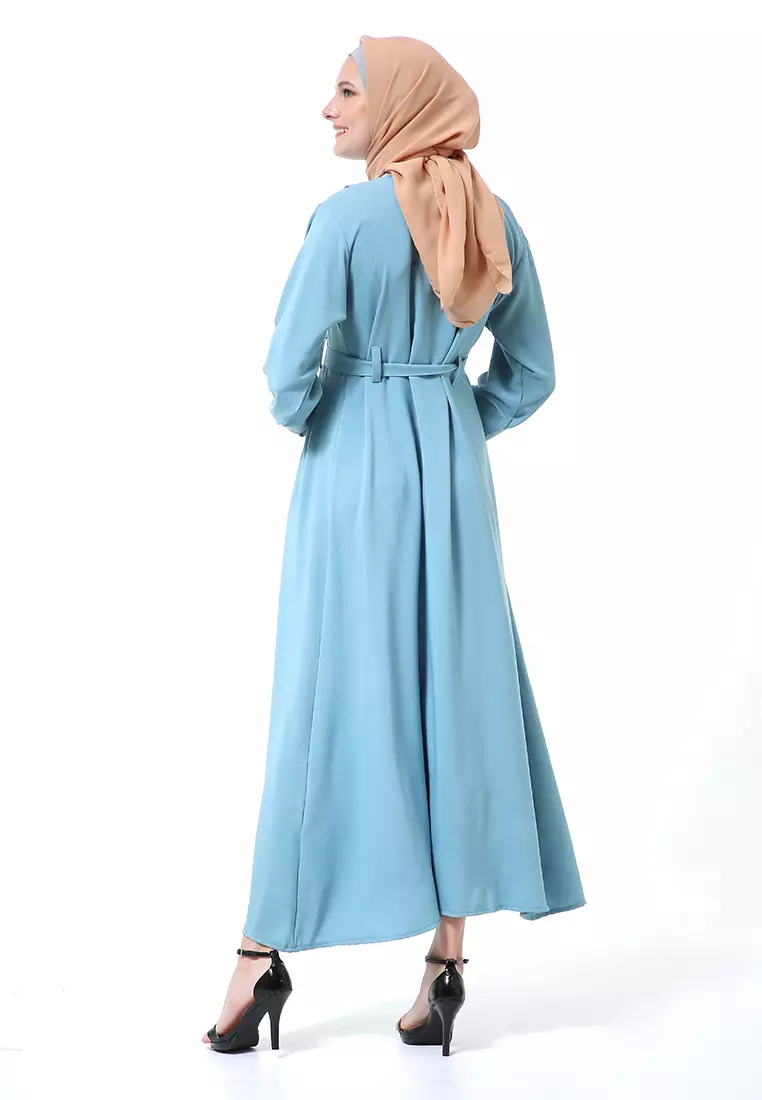 Nelly Gamis Dress Muslimah Wanita Long Sleeve Premium High Quality - Tosca