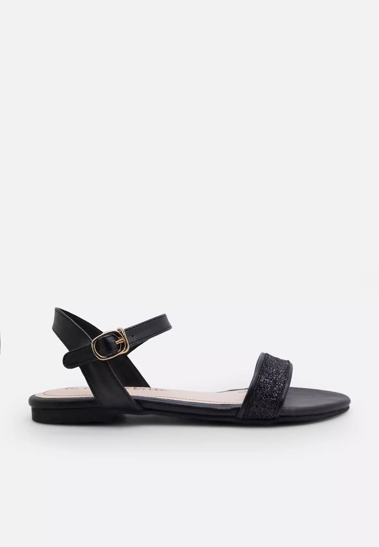 Sparkle Ankle Strap Flat Sandal