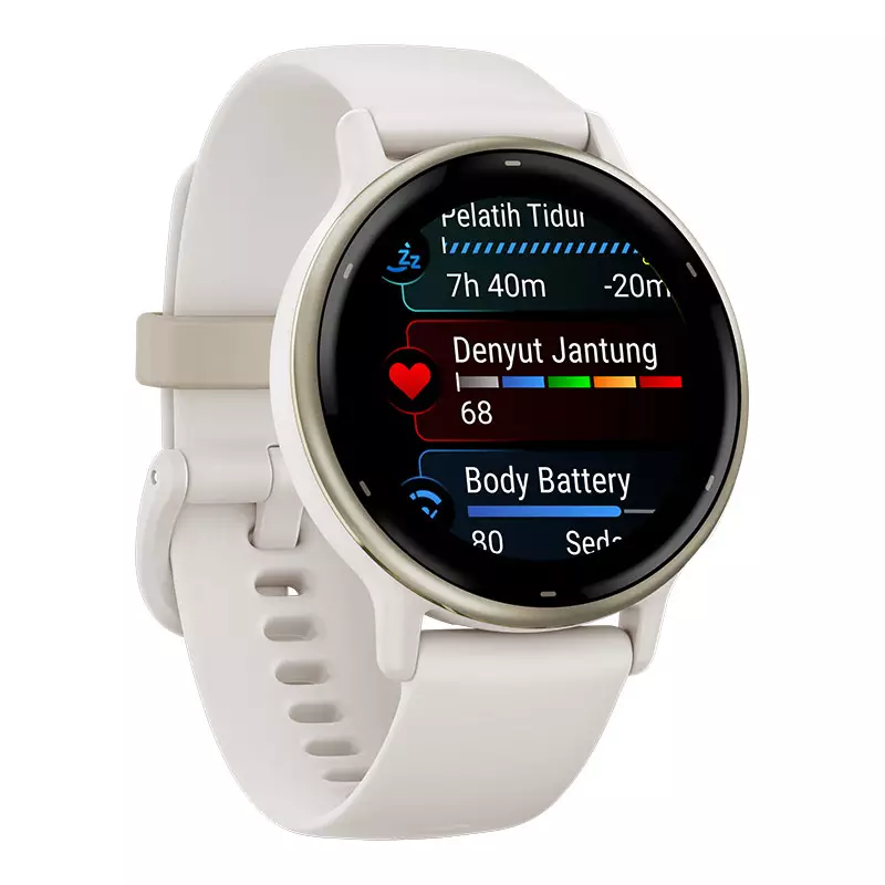 Jam Tangan Garmin Vivoactive 5 010-02862-5B Smartwatch Gold Alumunium Bezel Ivory Silicone Band