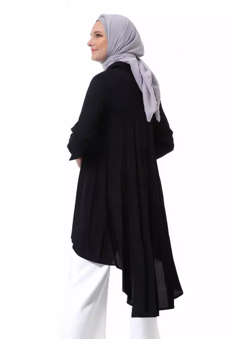 Adilla Tunik Long Sleeve Polos Regular Fit High Premium Quality - Hitam