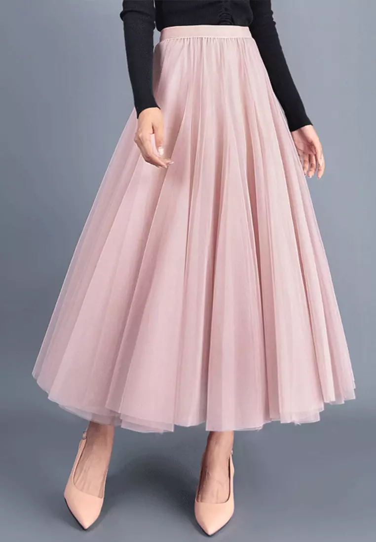 High Waist Slim Mesh Maxi Skirt AF8859