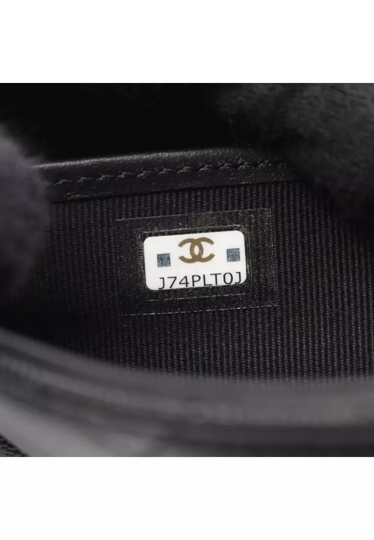 Pre-Loved Chanel matelasse Bi-fold Long Wallet Caviar skin black gold hardware