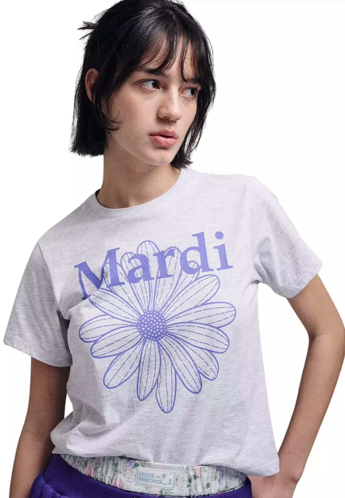 Jual Mardi Mercredi Slim Tshirt Flowermardi - Heather Purple