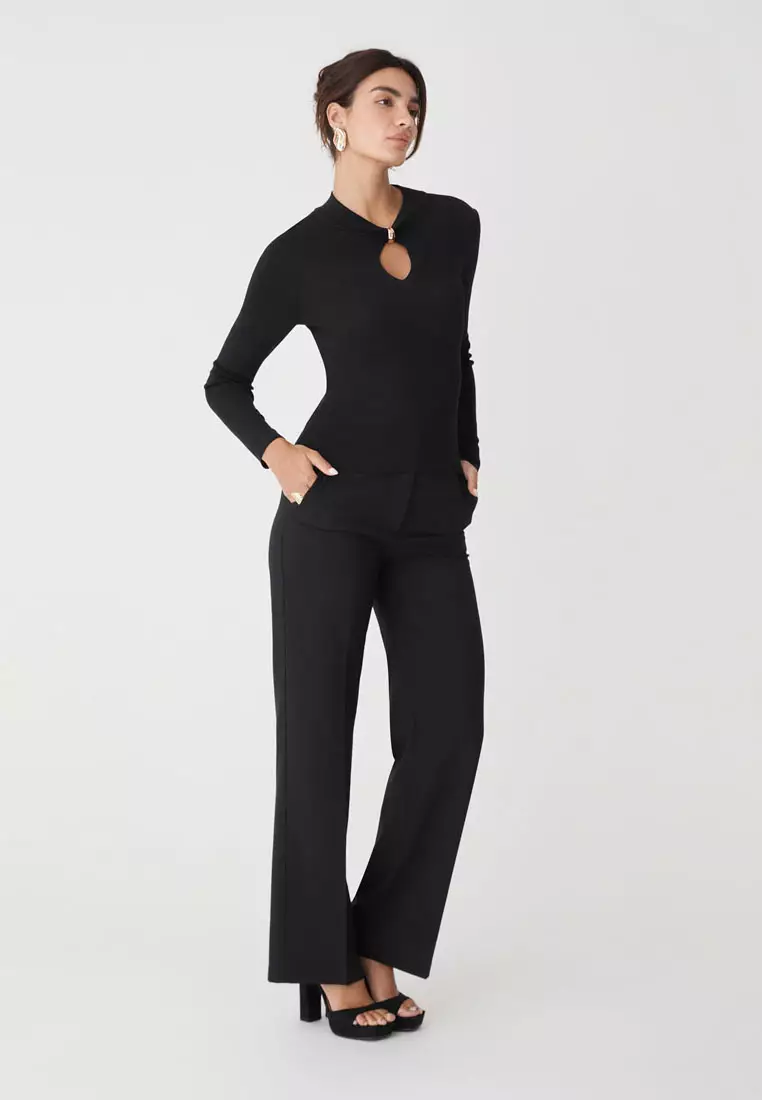 Ciara Keyhole Lurex Knit Top