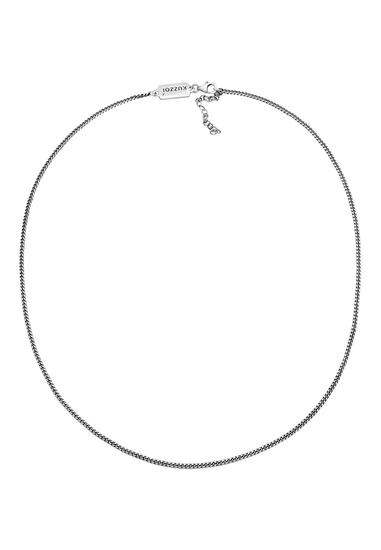 EXCLUSIVE Kalung Perhiasan Perak 925 Pria Curb Chain Basic Oxidised