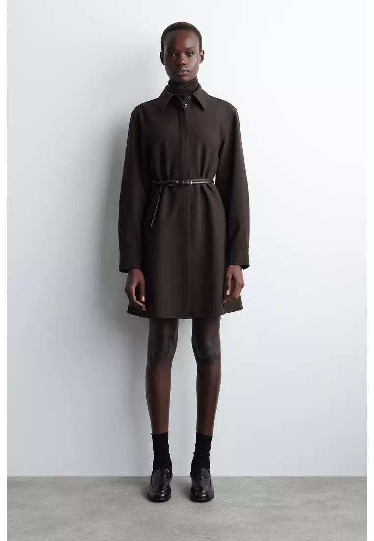 LONG-SLEEVED MINI SHIRT DRESS