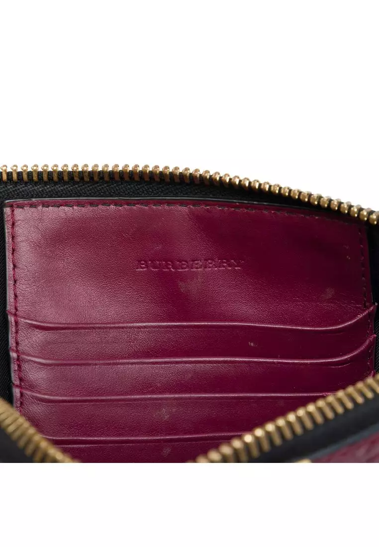 Pre-Loved Burberry Grain Check Embossed Leather Peyton Crossbody
