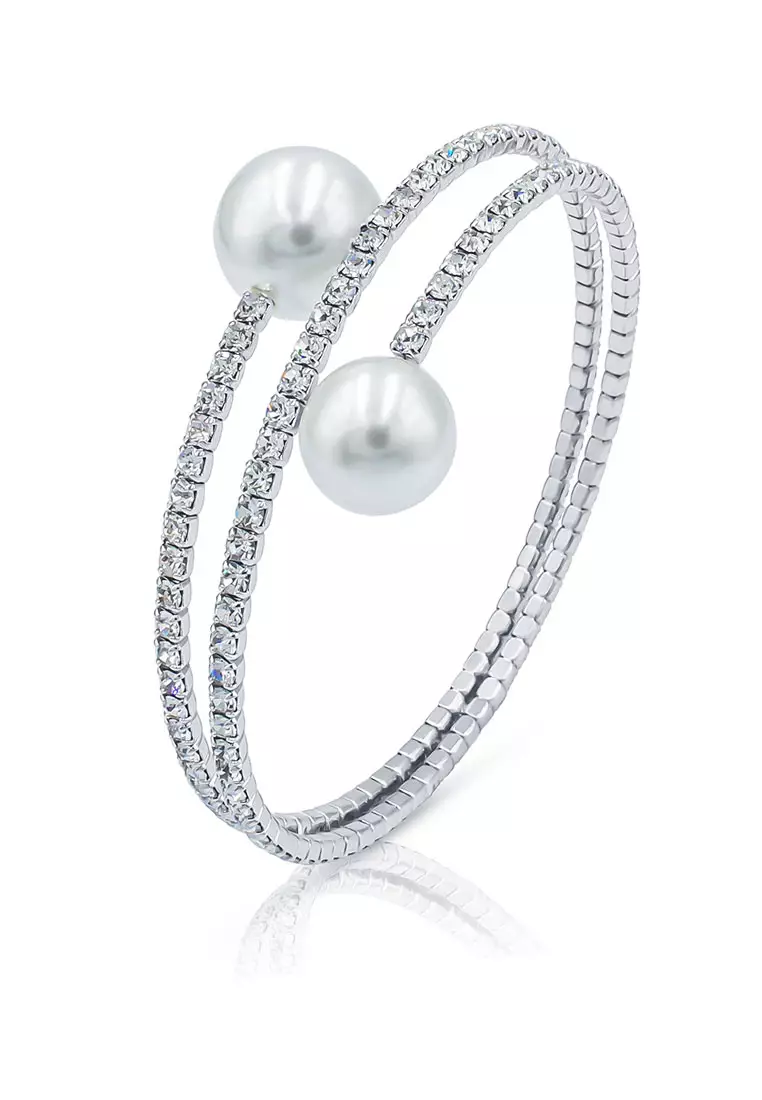 Buy SO SEOUL Quinn Pearl in White Spiral Spring Bangle 2024 Online