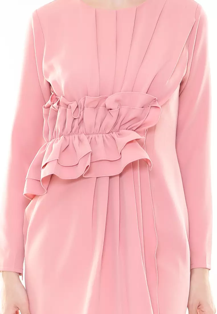 Vincy Kurung Modern in Peach Pink