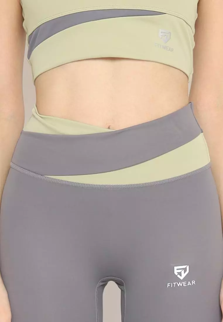 Fitwear - Legging Panjang Olahraga Wanita 2TONE MINJI SEAMLESS - GREY PJ