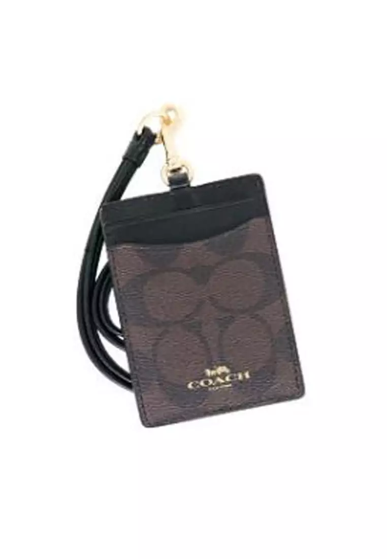 Coach COACH SIGNATURE LANYARD ID CASE F63274 Brown Black 2024