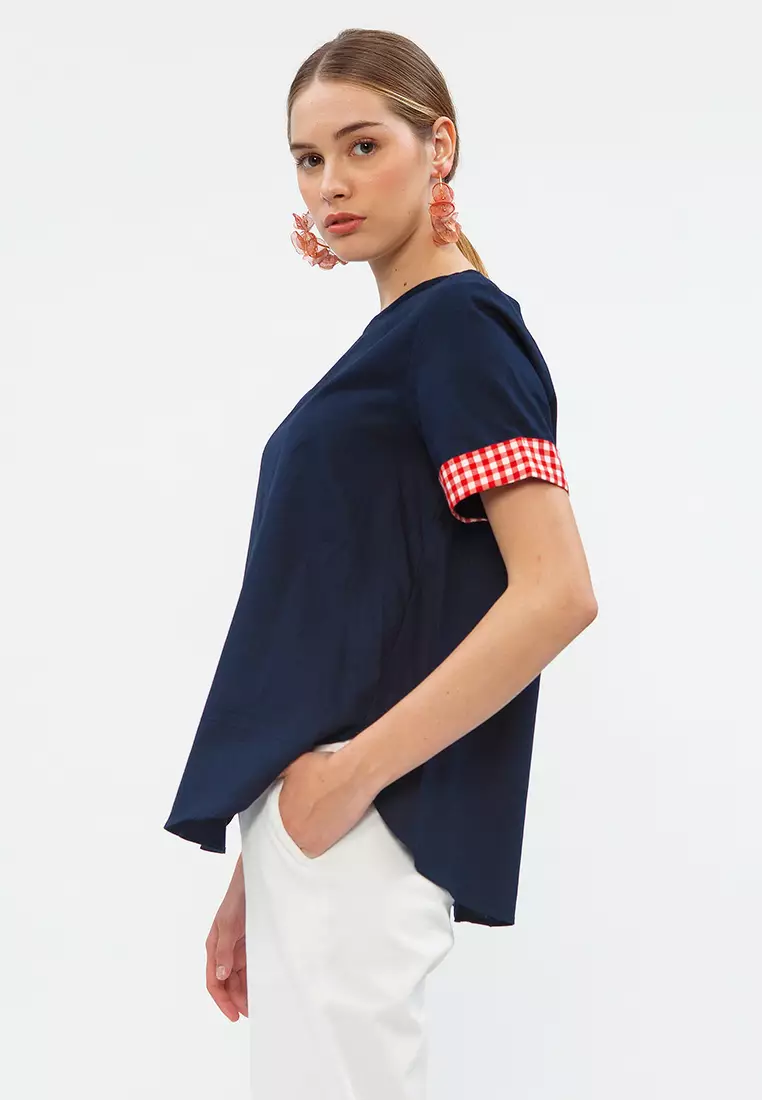 Contrast Cuff Top R Dark Navy