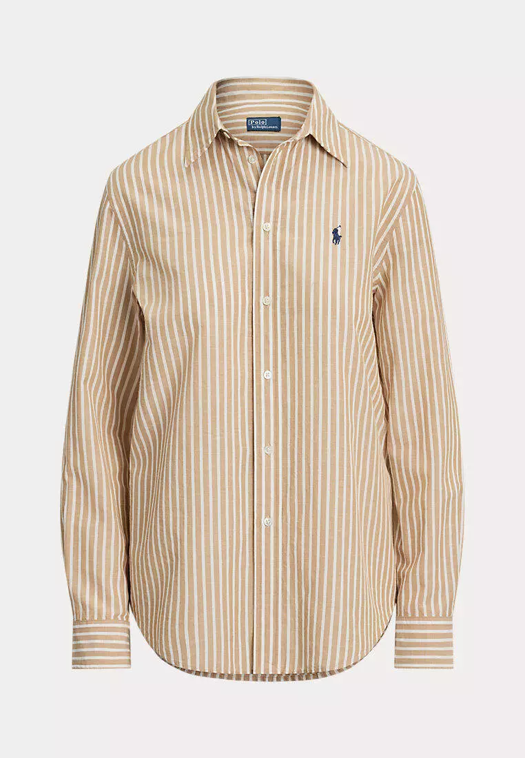 Classic Fit Striped Cotton-Linen Shirt