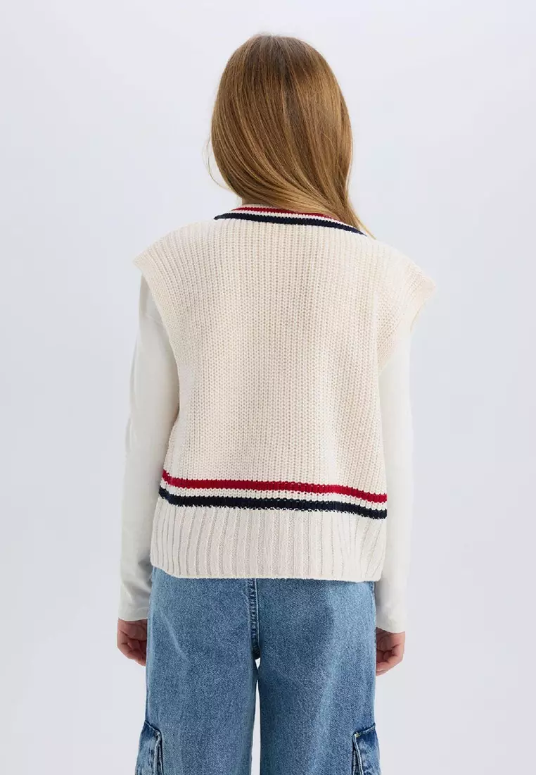 V Neck Embroidered Sweater