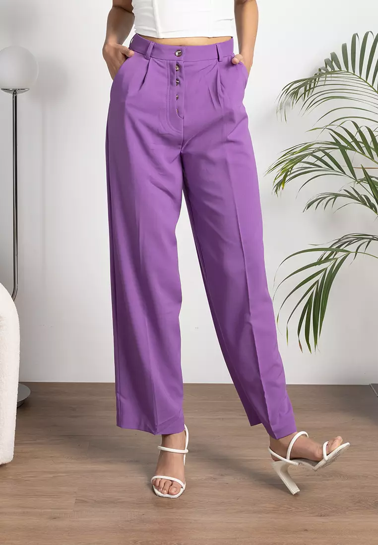 Button Fly Slouch Peg Leg Trousers