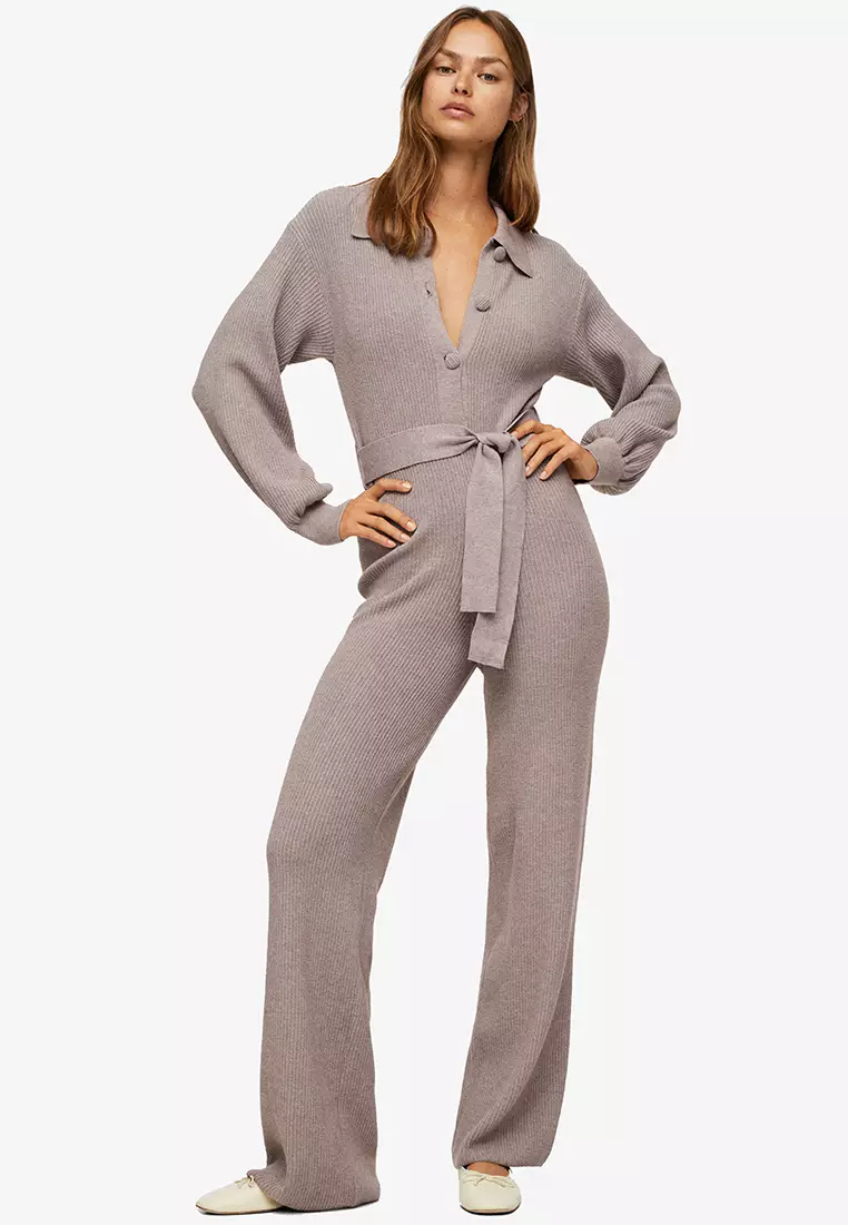 Mango belt long jumpsuit deals