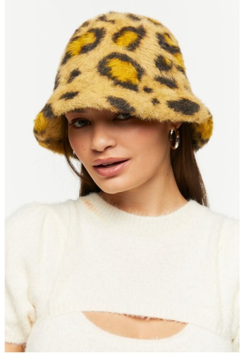 FOREVER 21 Leopard Print Faux Fur Bucket Hat | ZALORA Philippines
