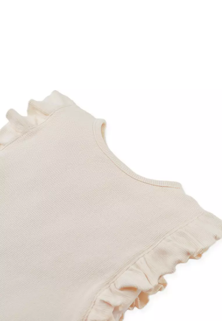 Cici Tank Top with Ruffled Sleeves and Embroidered Gg Logo