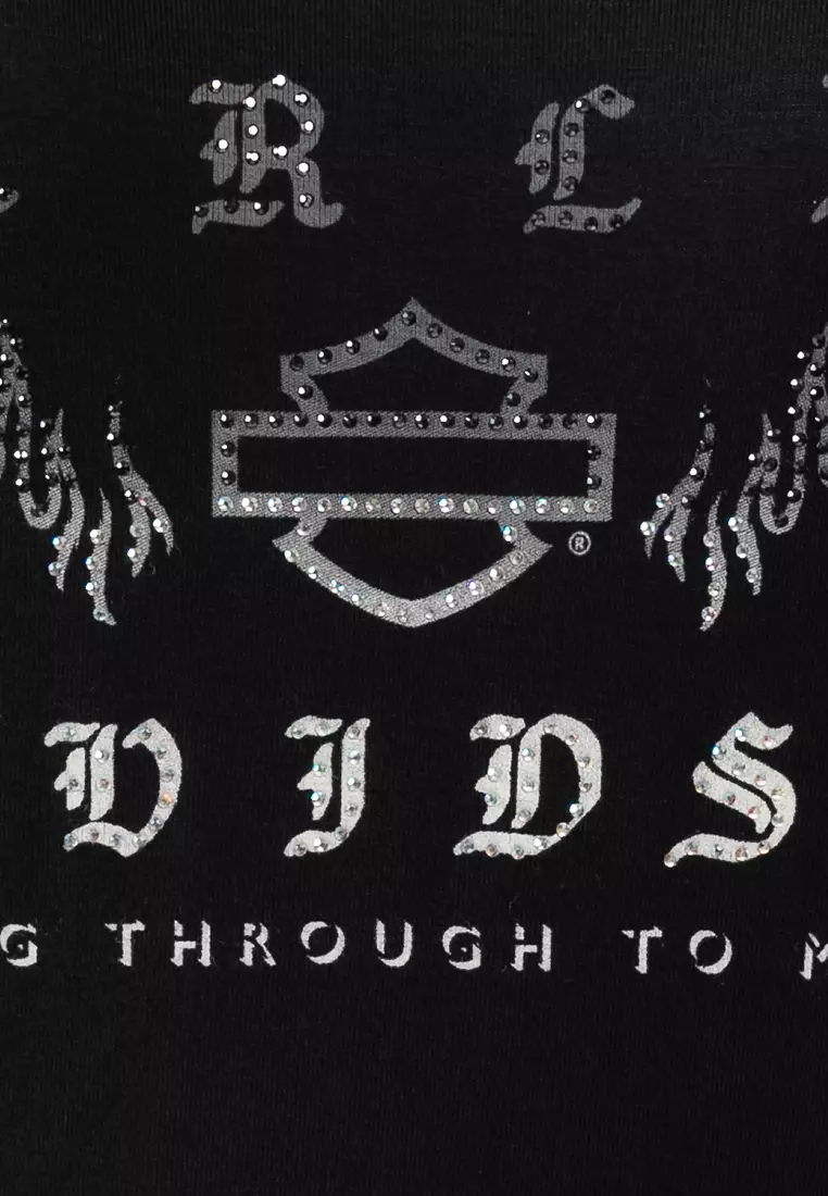 Women's Bling H-D® Slow Burn Notch Neck Tank - Harley Black