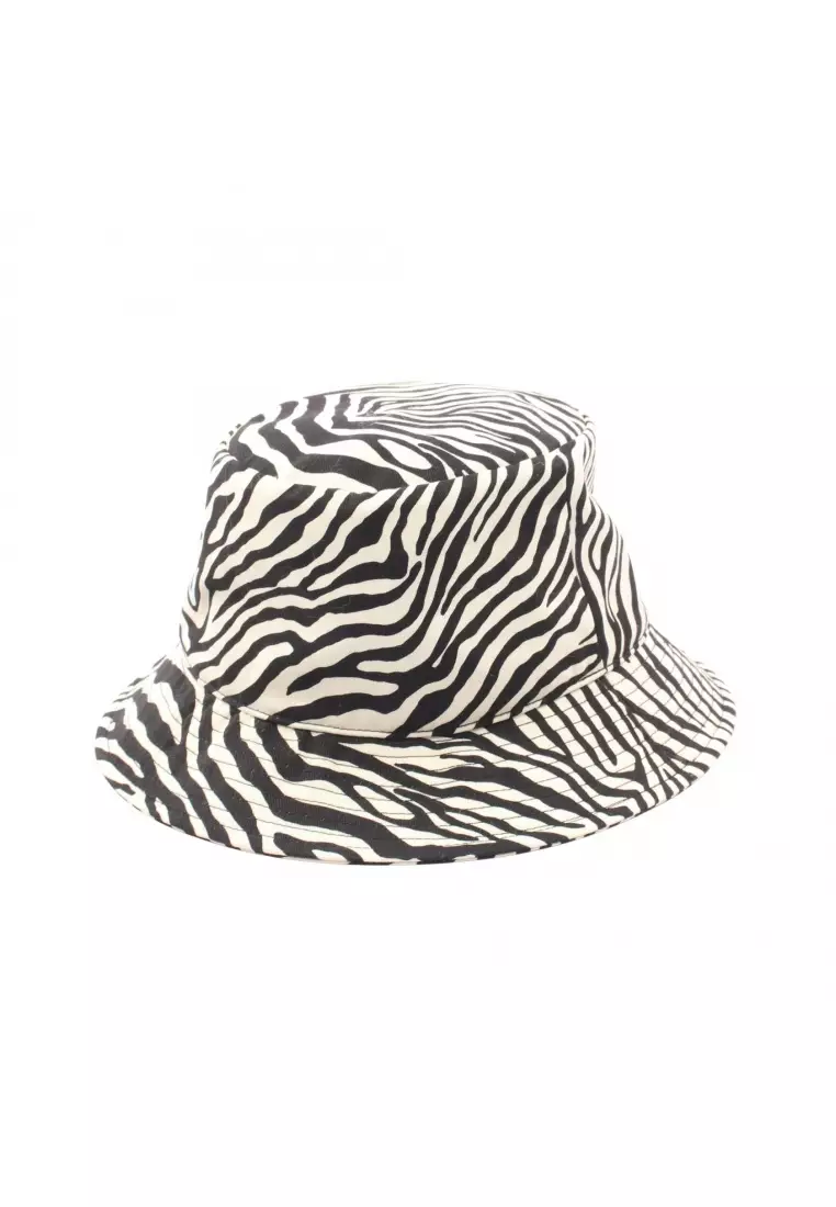 Celine Pre-Loved Celine zebra pattern bucket hat cotton black