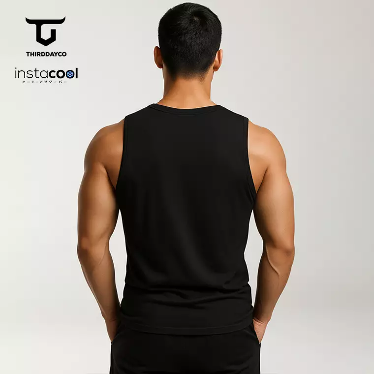 THIRDDAY Kaos Kutang Sleeveless Tank Top Singlet Pria Gym Instacool "thdysign dakir" hitam MTY28