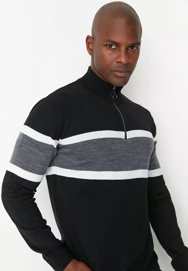 Slim Fit Half Turtleneck Zipper Sweater