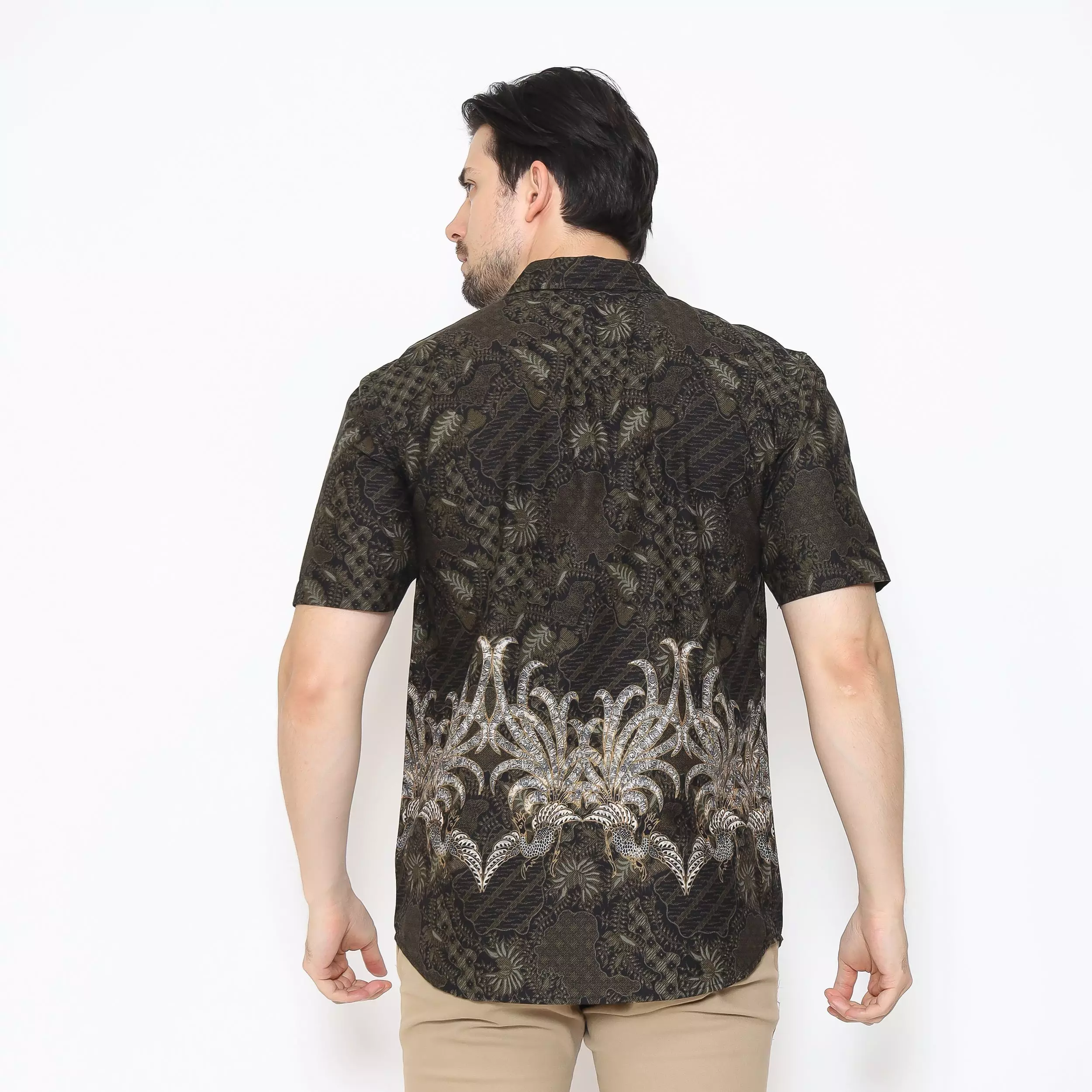 AMK Kemeja Batik Pria Lengan Pendek SHB Ghazan Ss Dark Olive