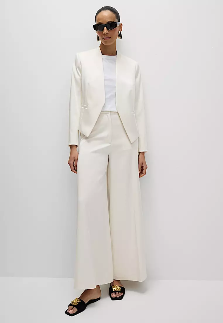 Satin Collarless Blazer