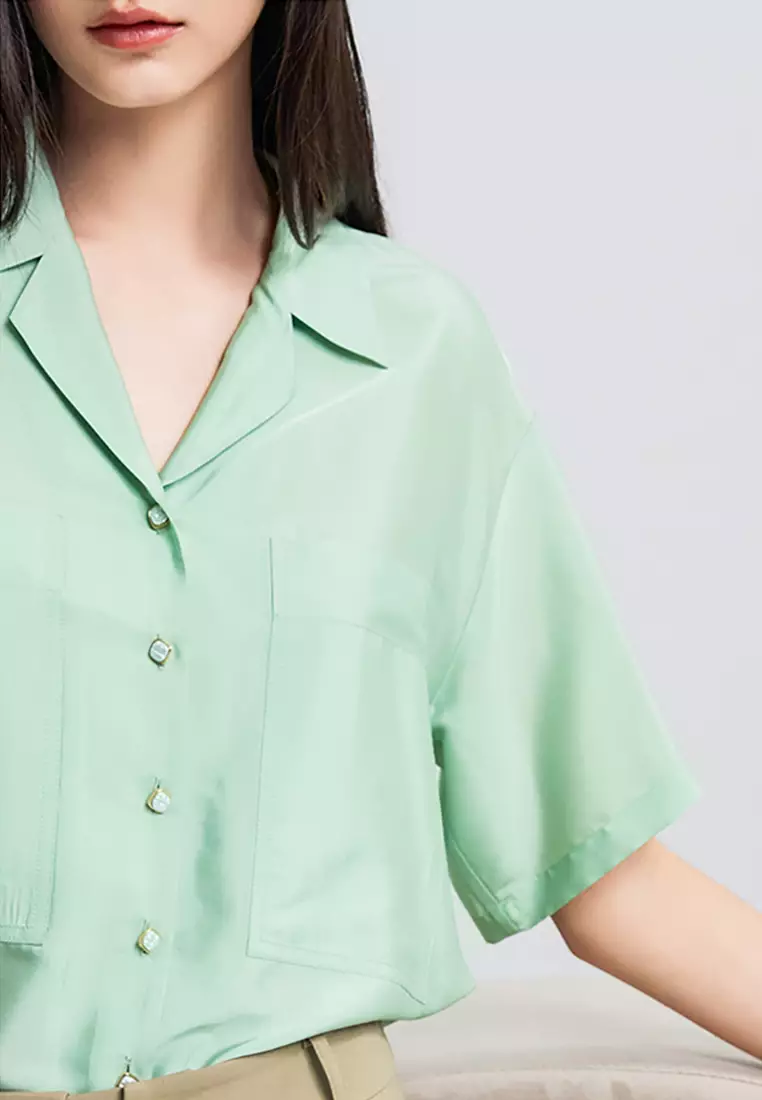 Lapel Collar Relaxed Drop Shoulder Shirt