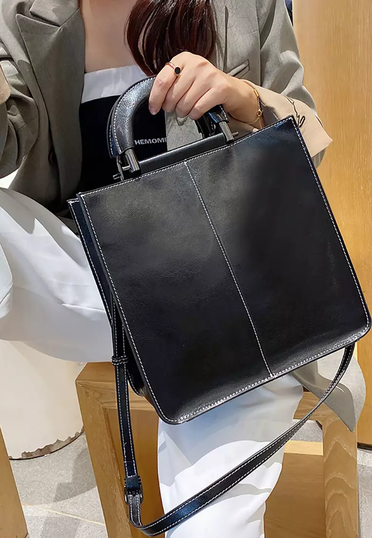 Women's Retro Cowhide Leather Shoulder Bags Tote Bags