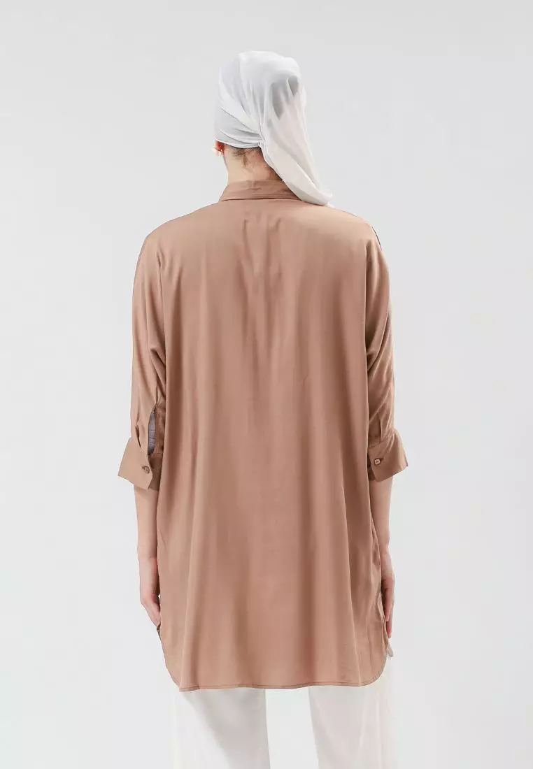 Urban Exchange Inayah Brown Shirt - Atasan Kemeja Kasual
