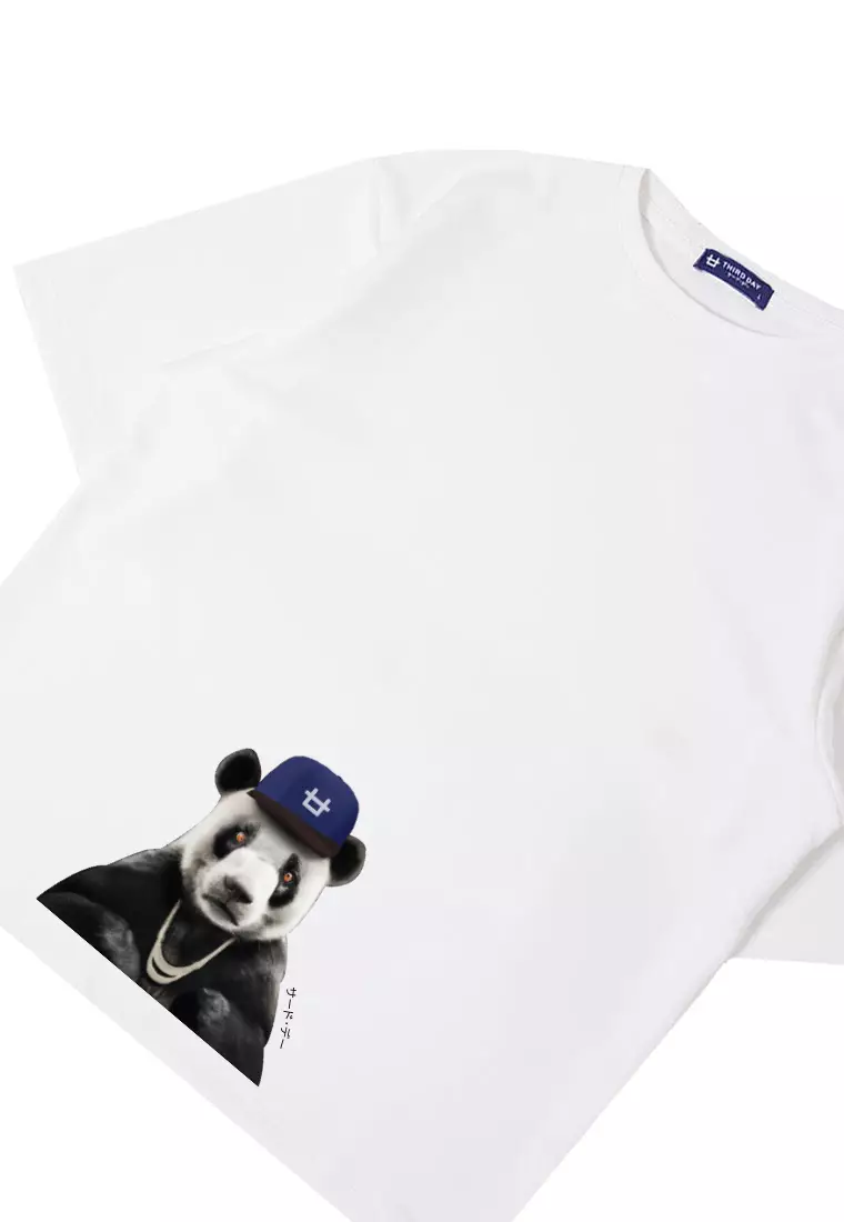 MTO26 kaos oversize panda beruang aesthetic naer premium coklat scuba tebal putih