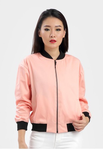 Pink Zipper Bomber Jacket