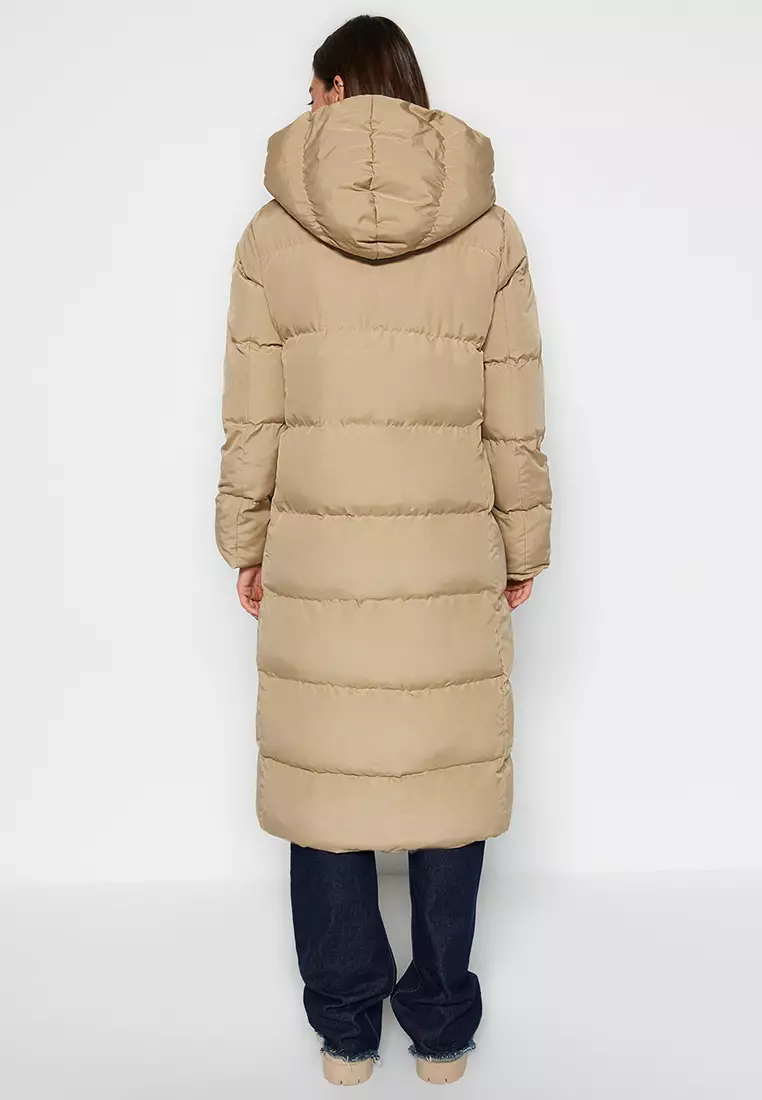 Mink Regular Side Snap Closure Water Repellent Long Quilted Puffer Coat TWOAW24MO00044