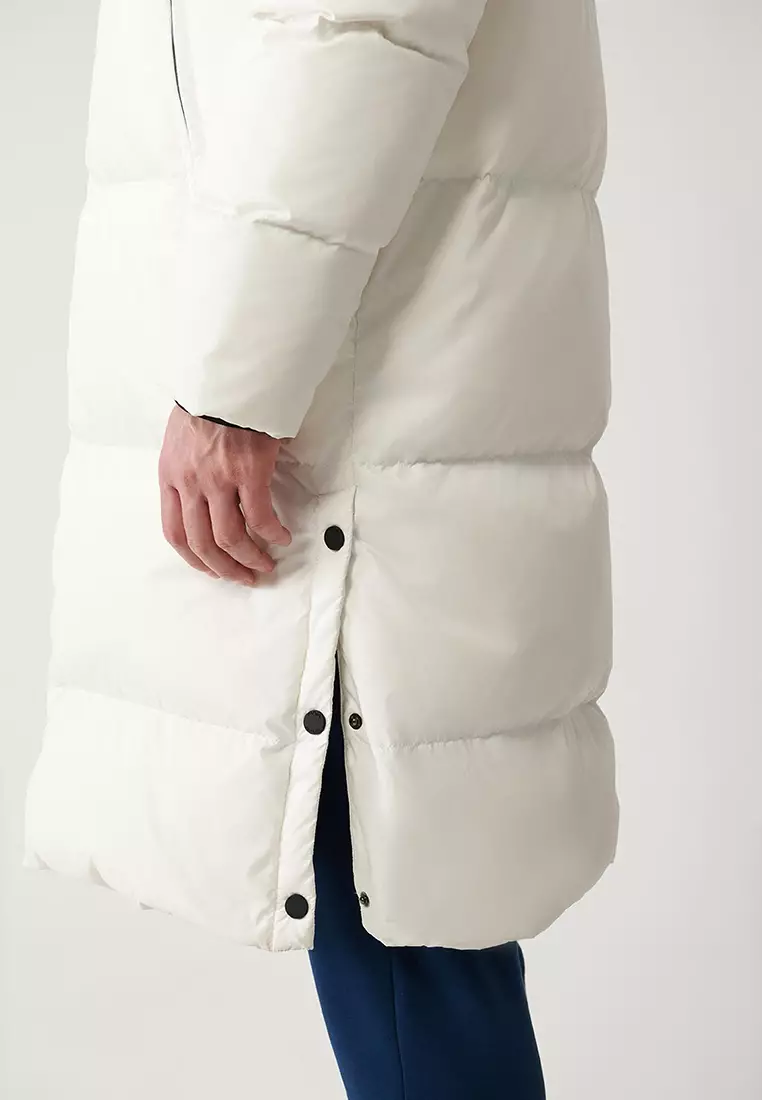 Men's White Goose Down Water Repellent Windproof Hooded Long Puffer Coat A32Y6021