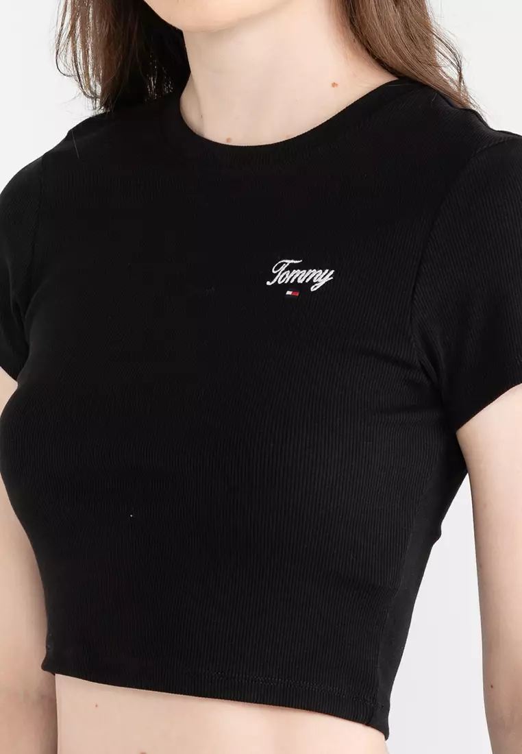Slim Cropped Script Tee - Tommy Jeans