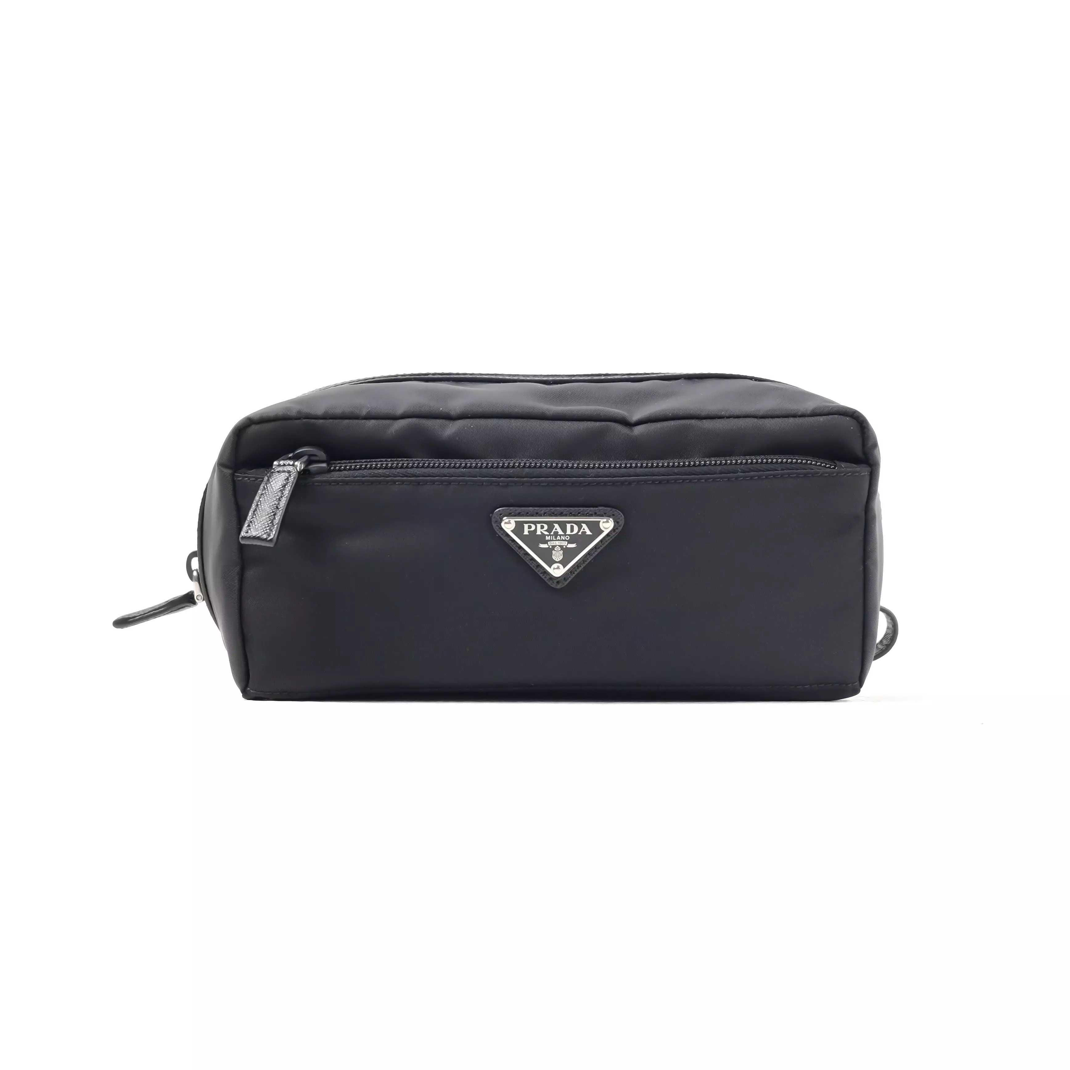 Jual Prada Tas PRADA RE-NYLON TRIANGLE NYLON BLACK MULTI ZIP POUCH