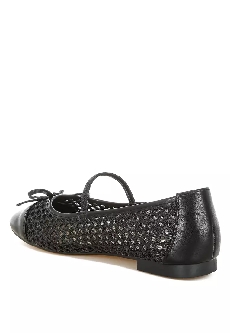 Woven Bow Detail Ballerinas In Black