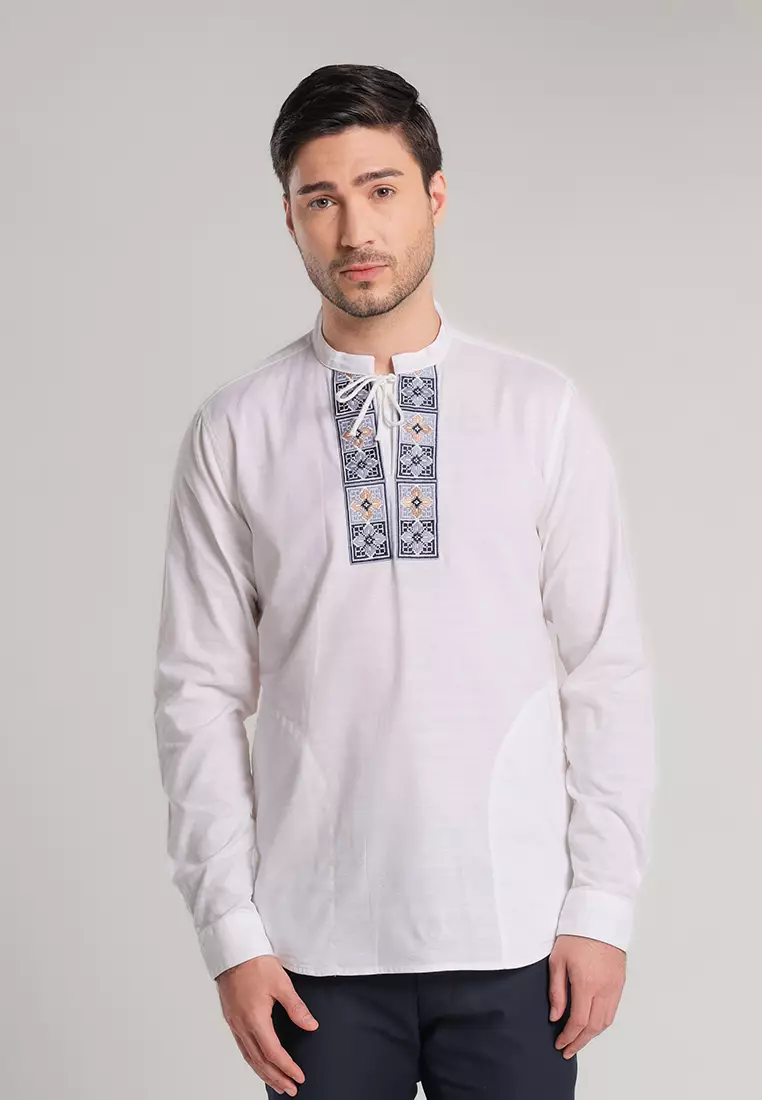 MOC Kemeja Shanghai Lengan Panjang Pria Fahrul - White