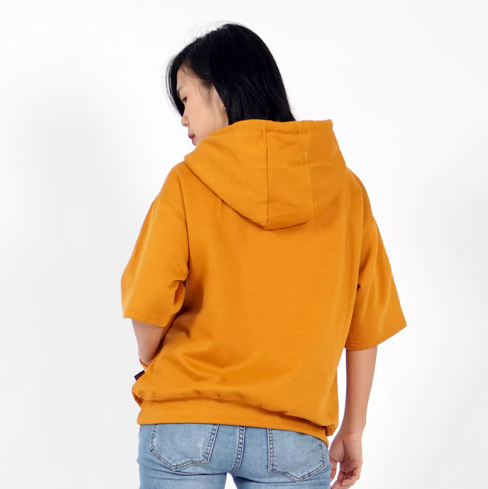  RICHA Top Hoodie Lengan Pendek Wanita Sweater Hoodie Short Sleeve-CARAMEL