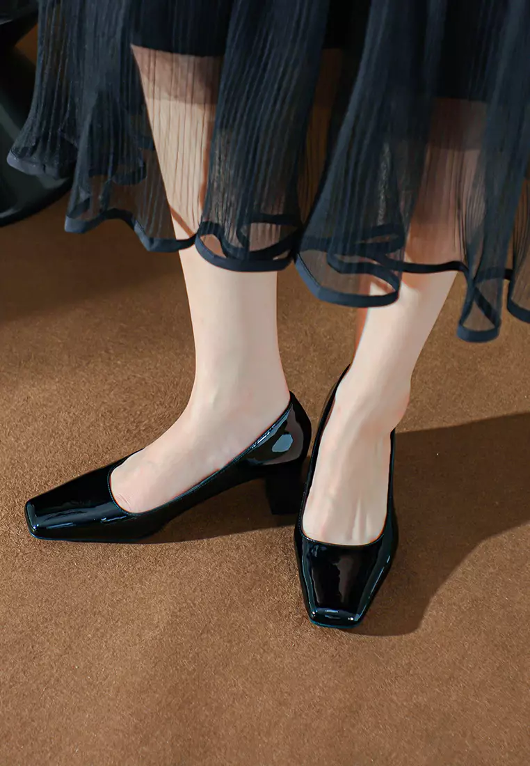 5CM Square Toe Patent Leather Pumps BY2355-3