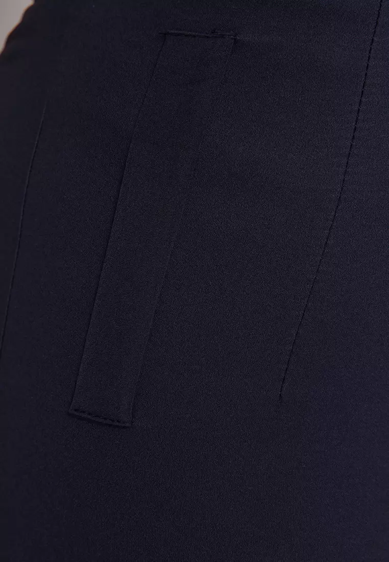 Cigarette Fleto Pocket Plus Size Fabric Trousers