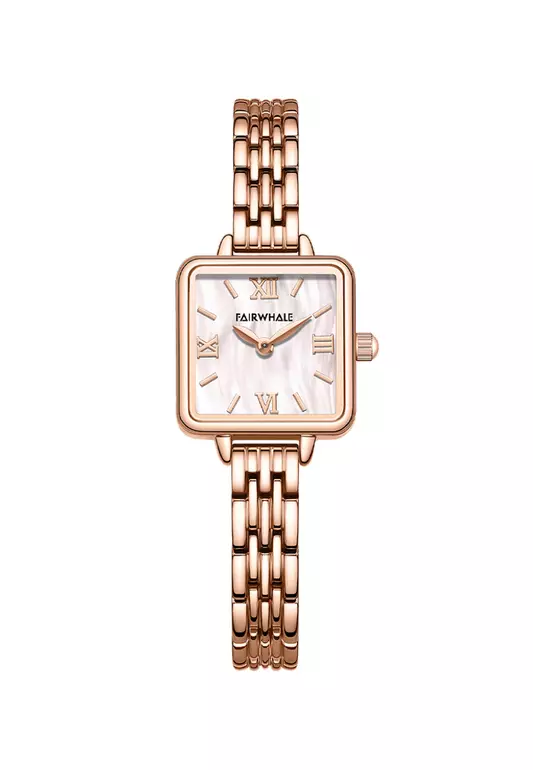 Ladies IP Rose Gold Color Stainless Steel Quartz Watch, 21mm, Metal Bracelet