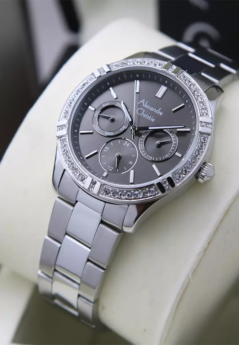 Alexandre Christie - Jam Tangan Wanita - Silver Black - Stainless Steel - 2A51 BFBSSDG