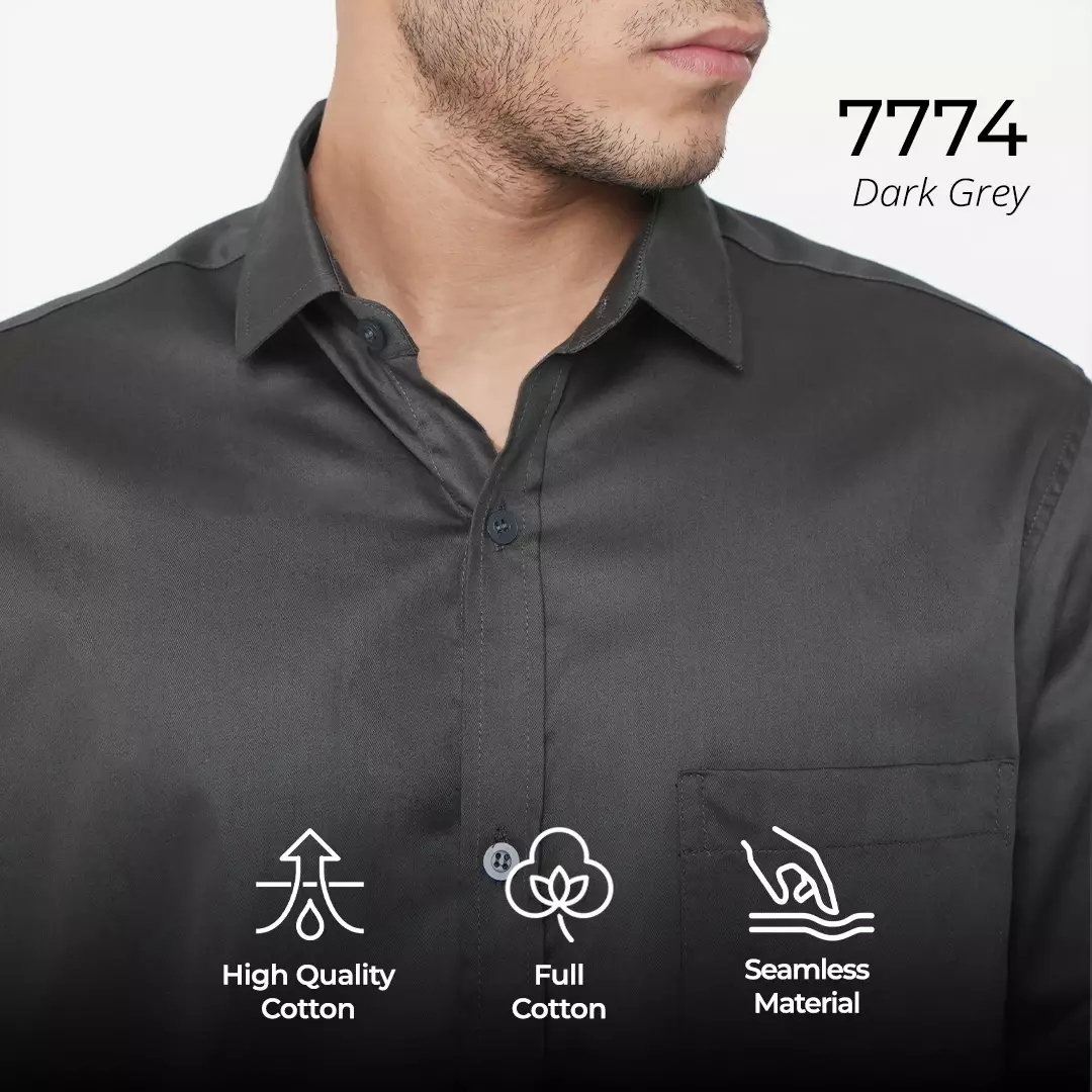 Casella Kemeja Pria Lengan Panjang Polos | Kemeja Premium Gallant 7774 Dark Grey